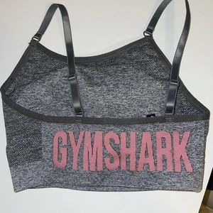 Gymshark Sports Bra heather grey and pink detail